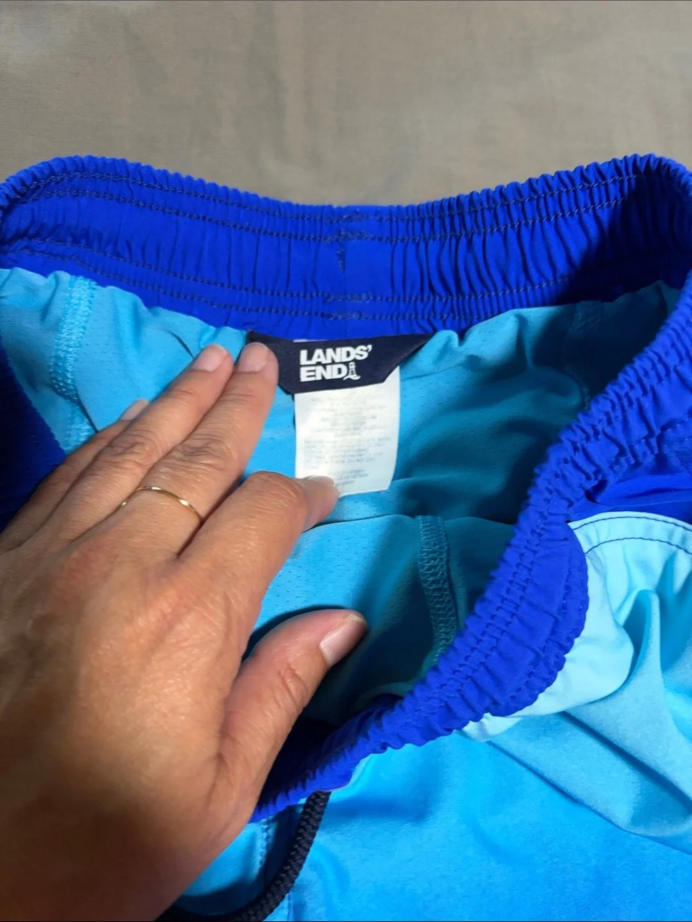 Lands' End Boys Blue Gradient Swim Trunks